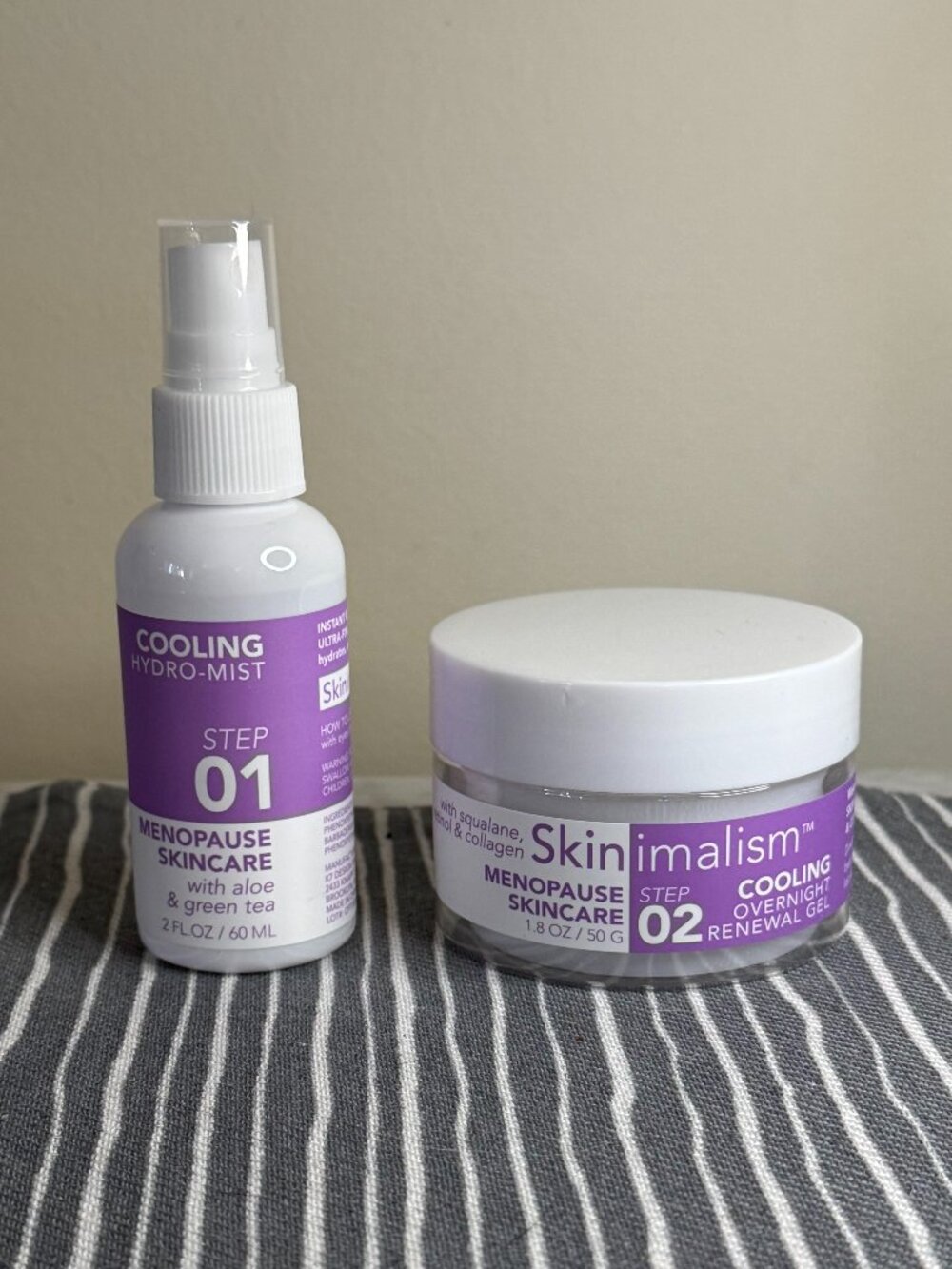 Skinimalism Cooling Menopause Skincare Set: Hydro Mist, Overnight Renewal Gel